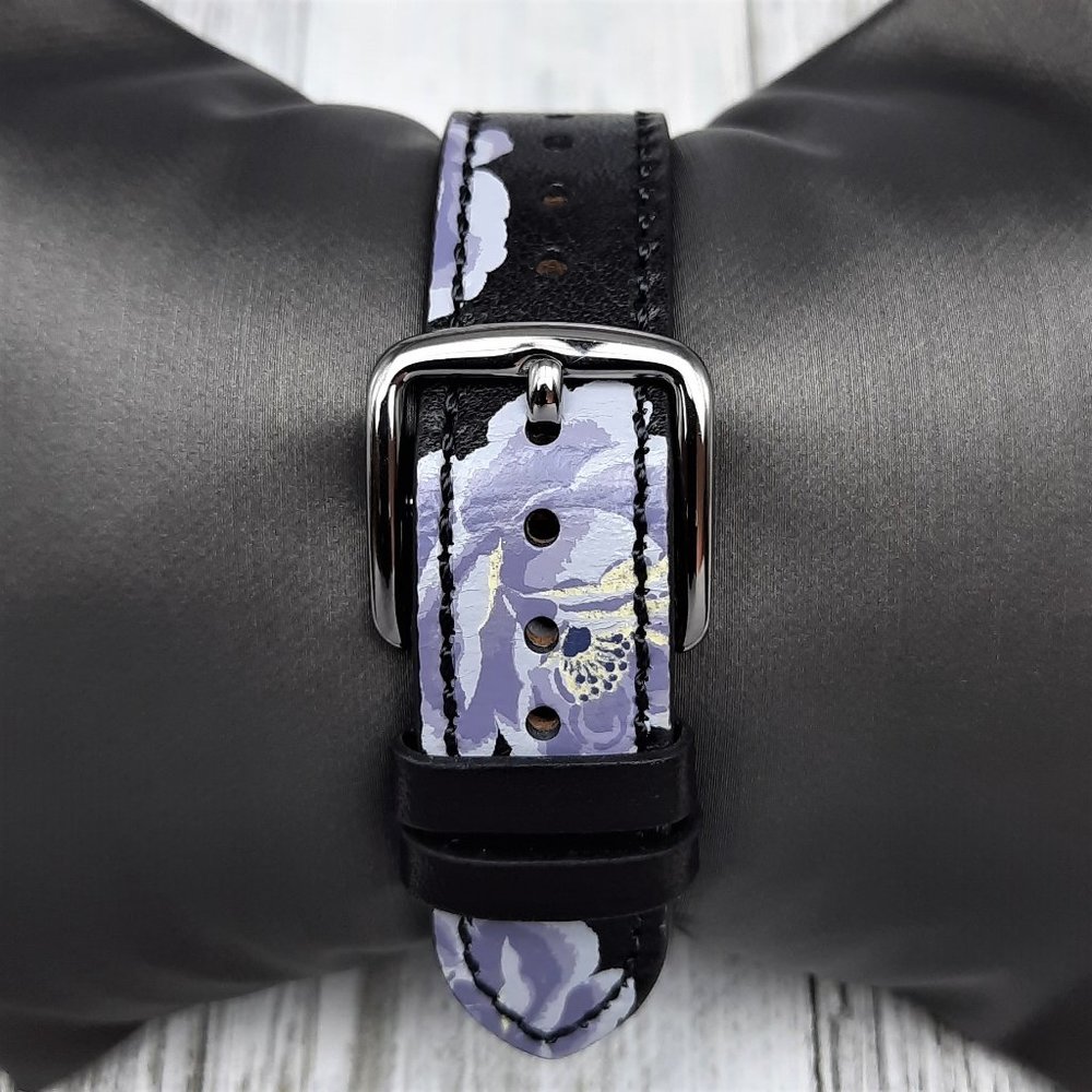 Coach Park Black Floral Print Leather Strap Watch - Picture 4 of 10